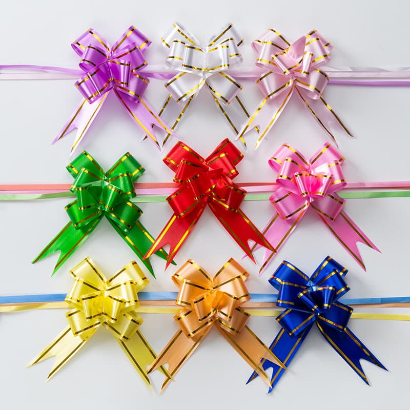 Streamer pull-string stripes, wedding room ceiling, staircase, living room decor, solid color gold-edged bow gift packaging