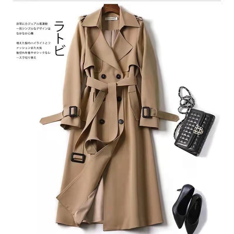 Women's Trench Coat Mid-Length 2025 Spring Autumn New Korean Style Plus Size Petite Fashion British Style Overcoat Knee-Length Jacket
