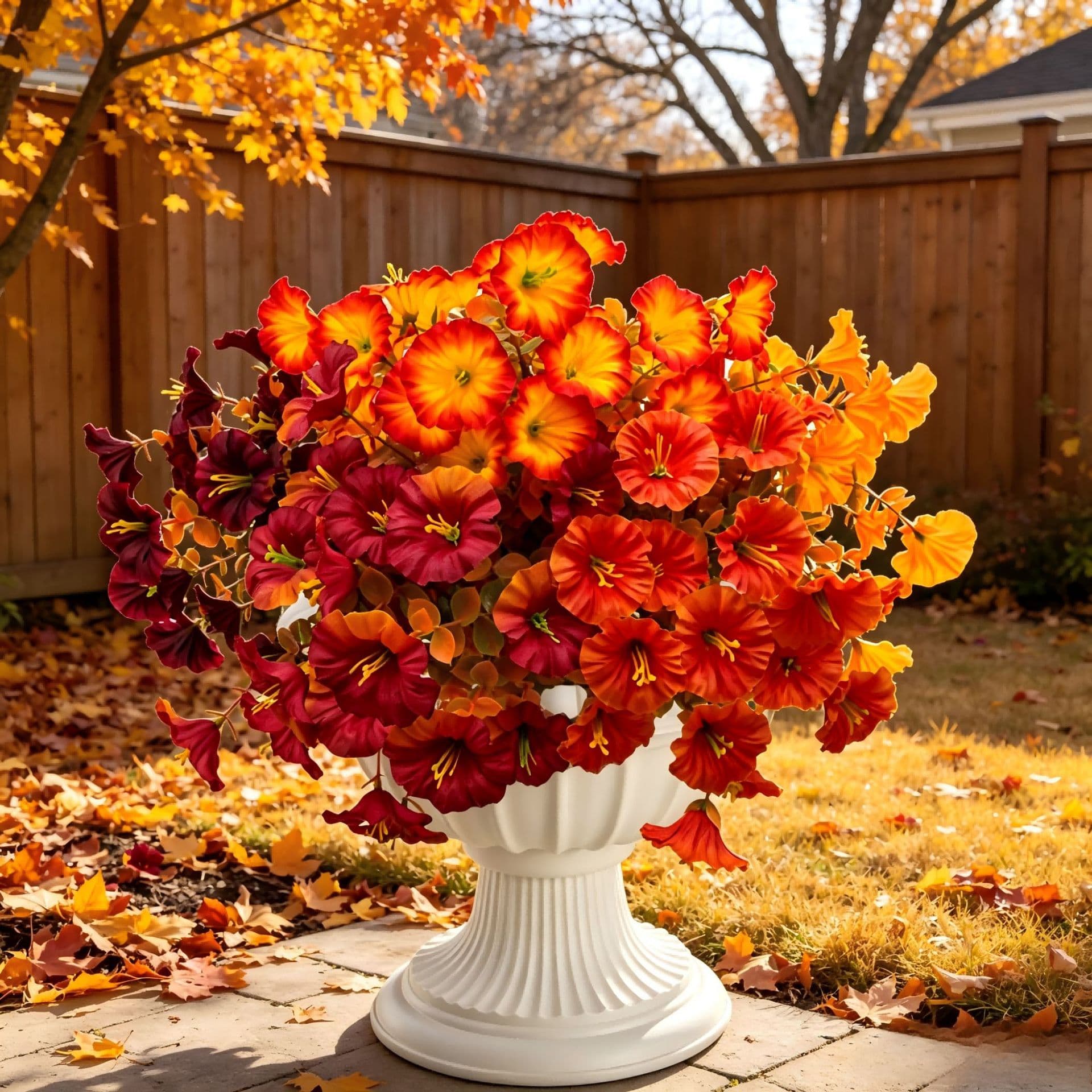 In Stock Cross-Border Halloween Autumn Morning Glory Ground Insert Trumpet Flower Fall Artificial Flower Decoration for Courtyard Decoration Fake Flowers
