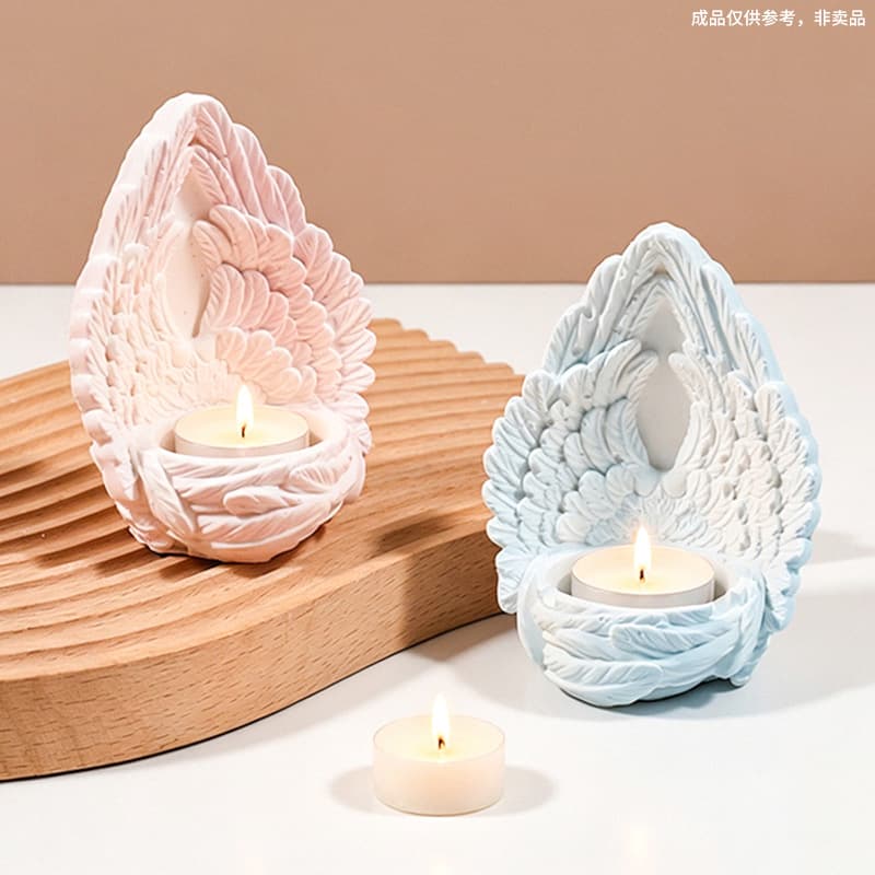 Angel Wings Candle Holder Base Resin Silicone Mold, Epoxy Resin DIY Wings Feather Candle Holder Plaster Decor