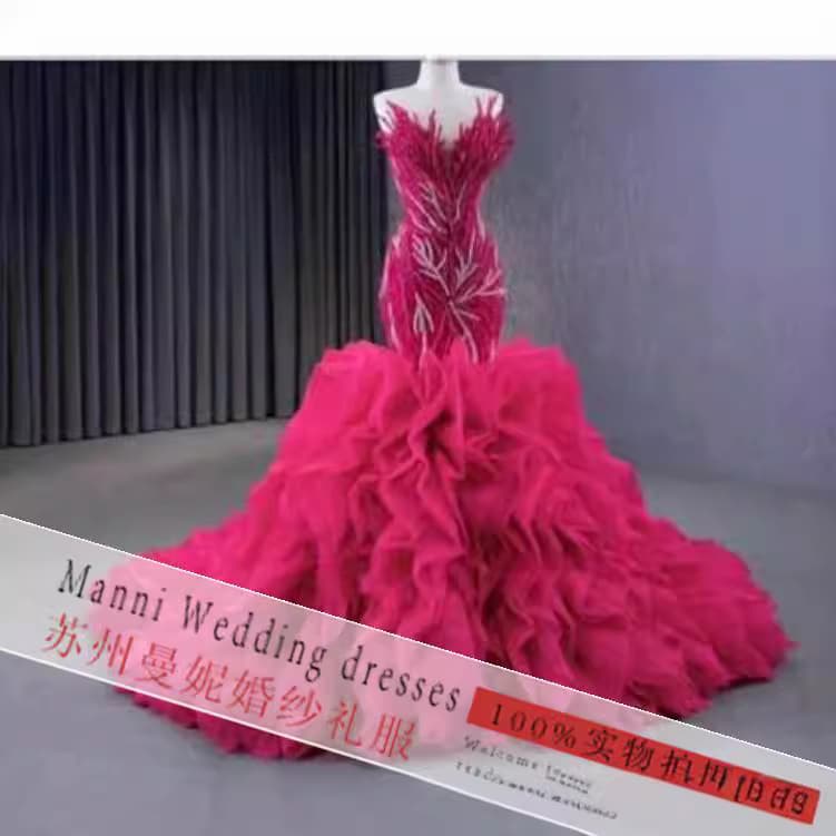Amazon new foreign trade wedding dress wholesale European and American cross-border bride wedding mermaid lace evening dress