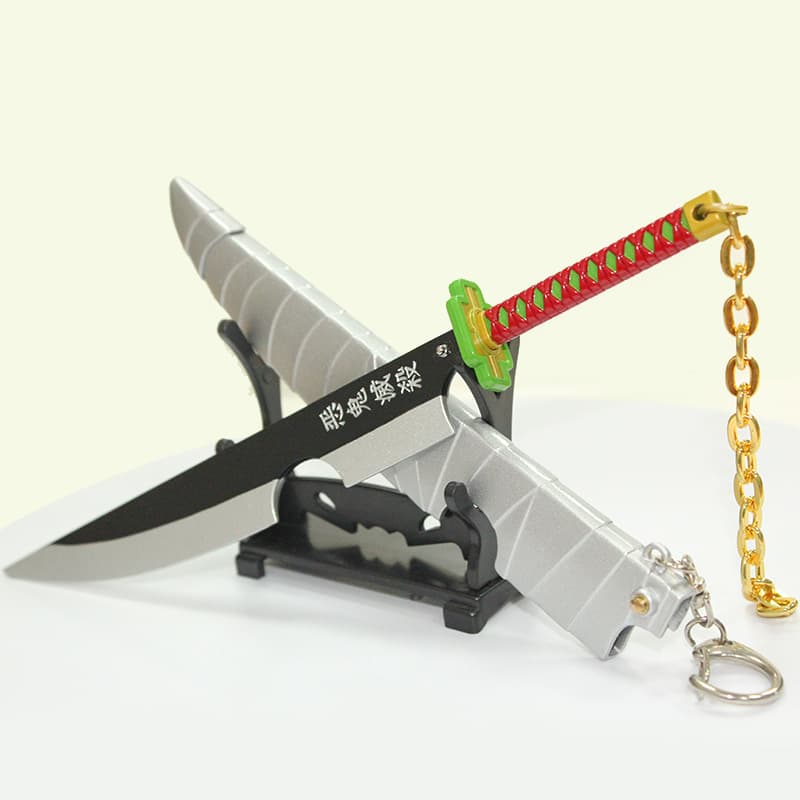 Alloy Demon Slayer Ninja Uzui Tengen Weapon Display, Metal Toy Sound Pillar Sun Blade Craft Model