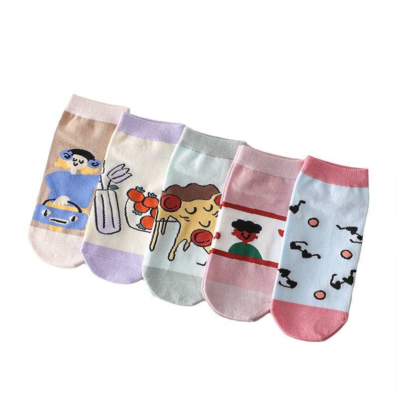 Women's Cotton Cute Color-Block Socks, Ins Trendy Summer Thin Short Socks for Women, Wholesale