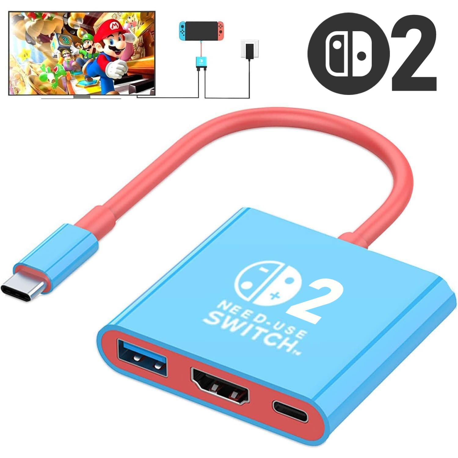 3-in-1 Type-C to HDMI 60Hz Docking Station for Switch 2, Supporting 4K Video Projection for Nintendo Gaming Console