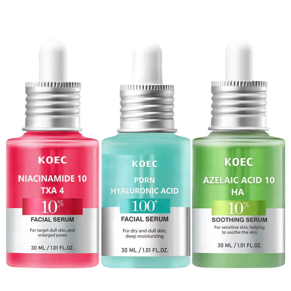 KOEC Three-Color Aluminum Cap Serum Cross-Border Bestseller Niacinamide TXA/PDRN/Azelaic Acid 10 Facial Serum 30g
