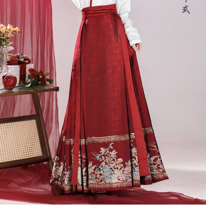 New Style Ming Dynasty Hanfu Auspicious Spring Welcome Modified Feijixiu Single Piece Imitation Zhuanghua Horse-Face Skirt for Student Daily Commute