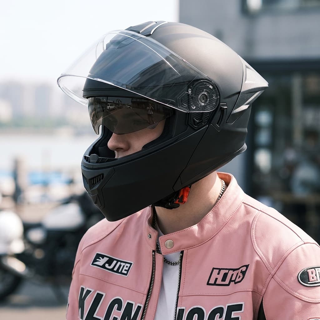 3C Certified Dual Visor Flip-Up Helmet Motorcycle Full Face Unisex Electric Motorcycle All-Season Winter Half Helmet