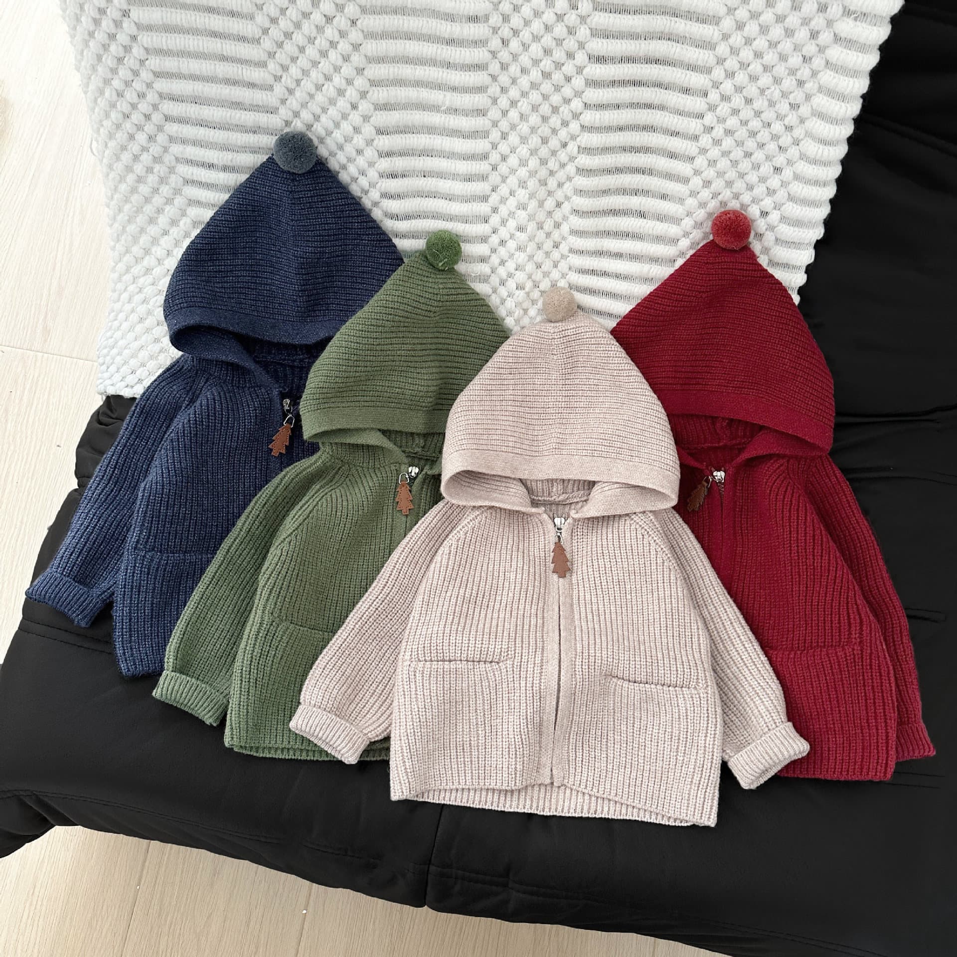 Boys' and Girls' Hooded Sweater Thickened Cardigan Korean-style Stylish Children's Autumn/Winter New Baby Solid Color Knit Coat