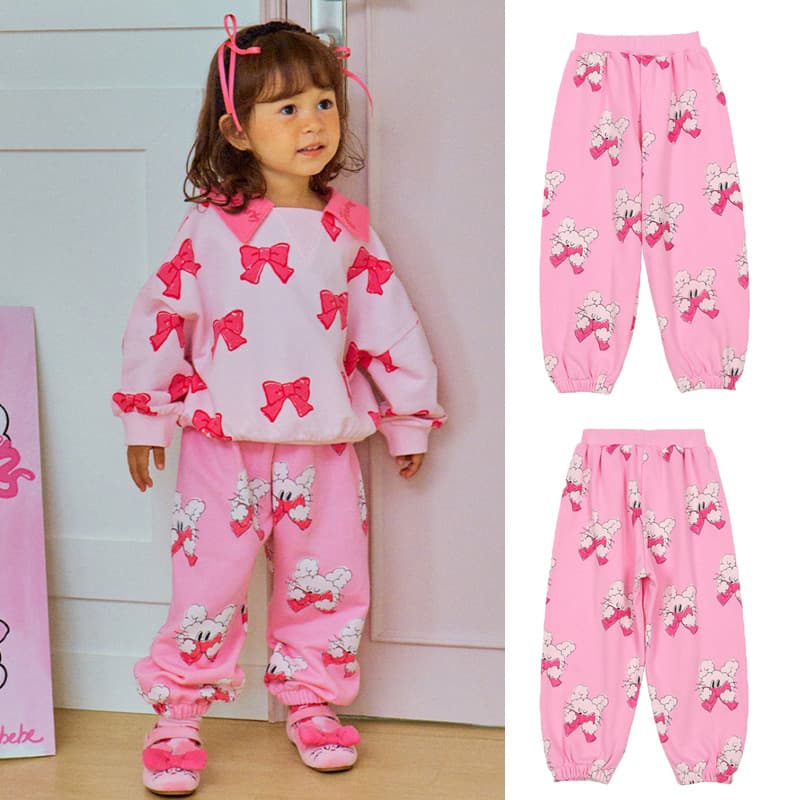 Children and girls trousers 2025 autumn new BEBEBE Korean style trendy casual all-over printed cartoon sweatshirt trousers