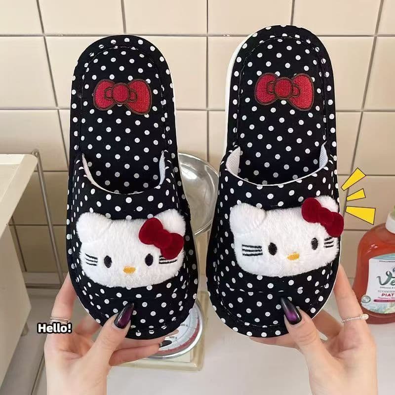 Fabric Slippers Cute Kitty Cat Design Women's All-Season Comfortable Anti-Slip Fabric Home Slippers 2026 New Style Adorable