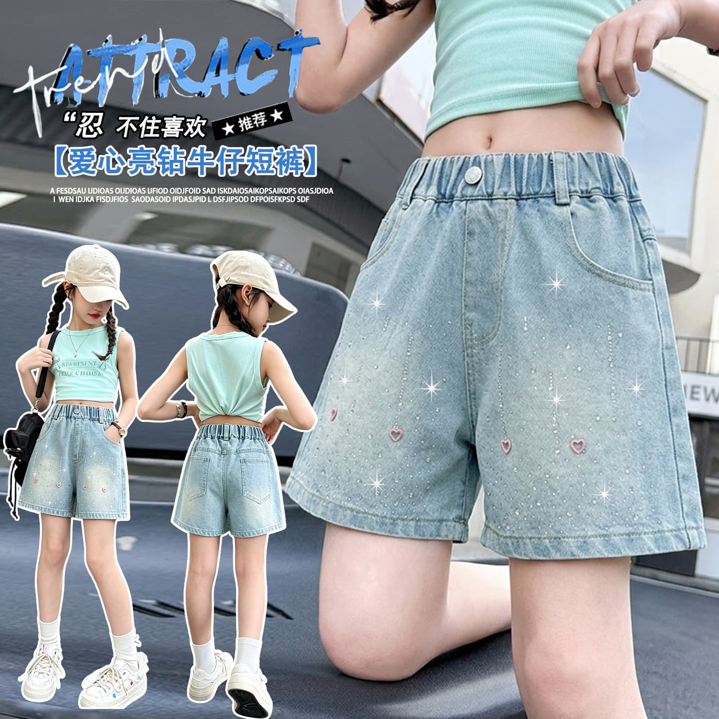 Girls' Denim Shorts 2026 Summer New Style Children's Jeans for Middle and Older Girls Loose Thin Pants
