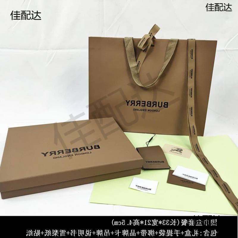 Original Burberry clothing, scarves, bags, coats, T-shirts, packaging boxes, Burberry paper bags, empty boxes, gift bags