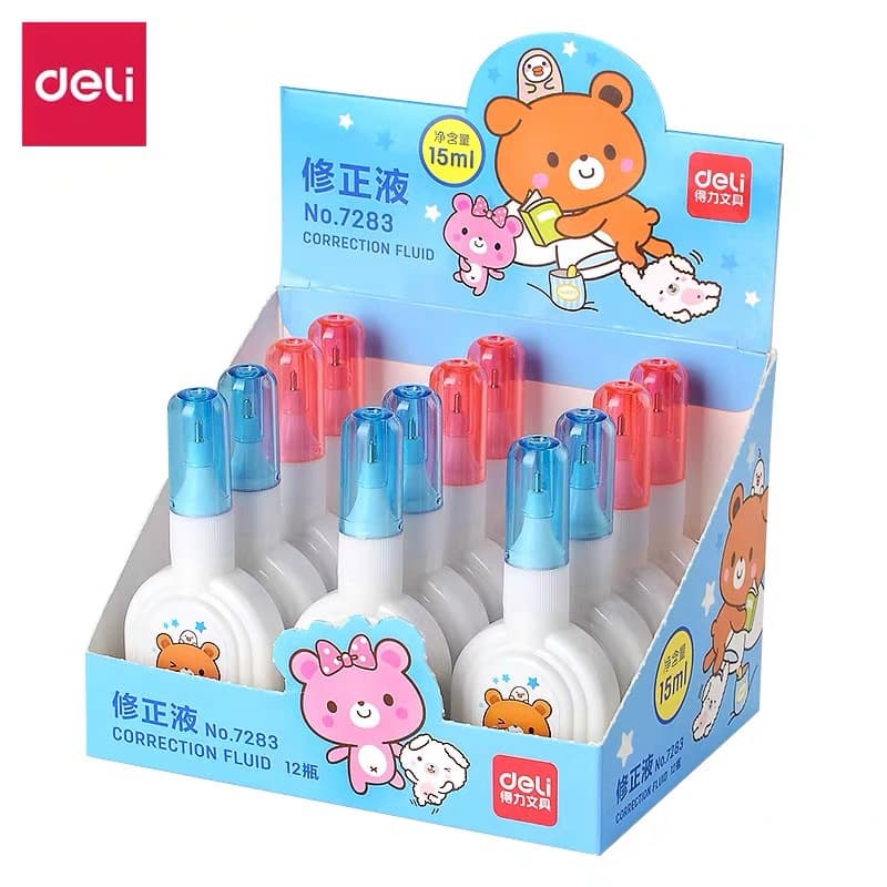 Deli 7283 Correction Fluid for Elementary School Students - White Quick-Drying Correction Pen
