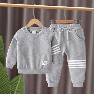 Boys' and Girls' Baby Clothes Spring 2025 New, Trendy Spring/Autumn Handsome Casual Black Set