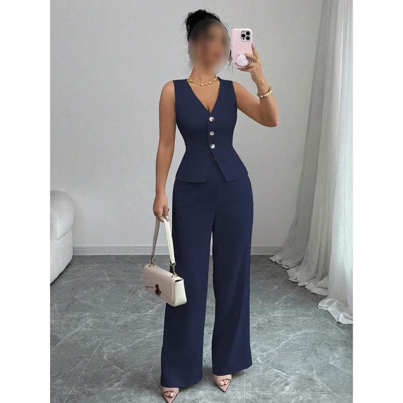 Set Women Elegant Sleeves Blazer Vest And Suit Pants