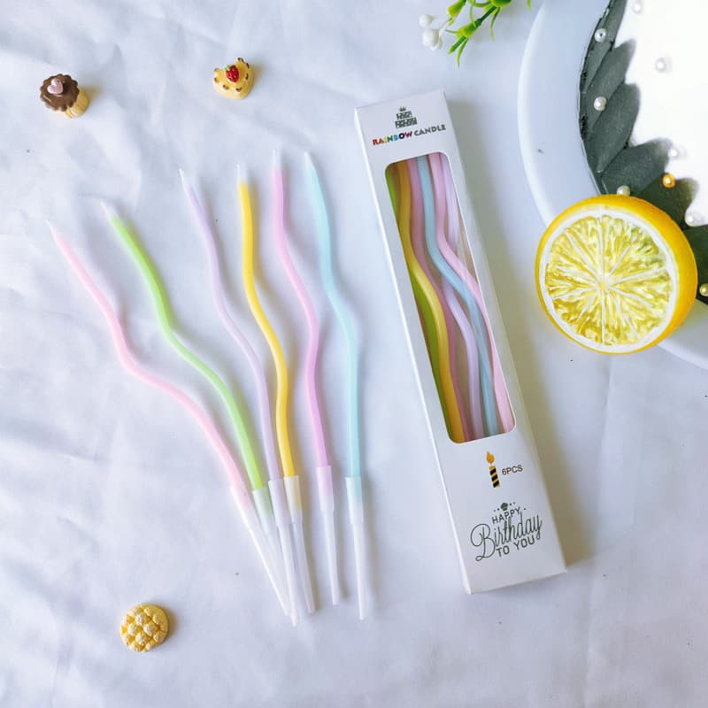 Birthday Curve Candle Curved Macaron Color Cake Decoration Plug-in Factory Supply Free Shipping Creative Spiral Candle