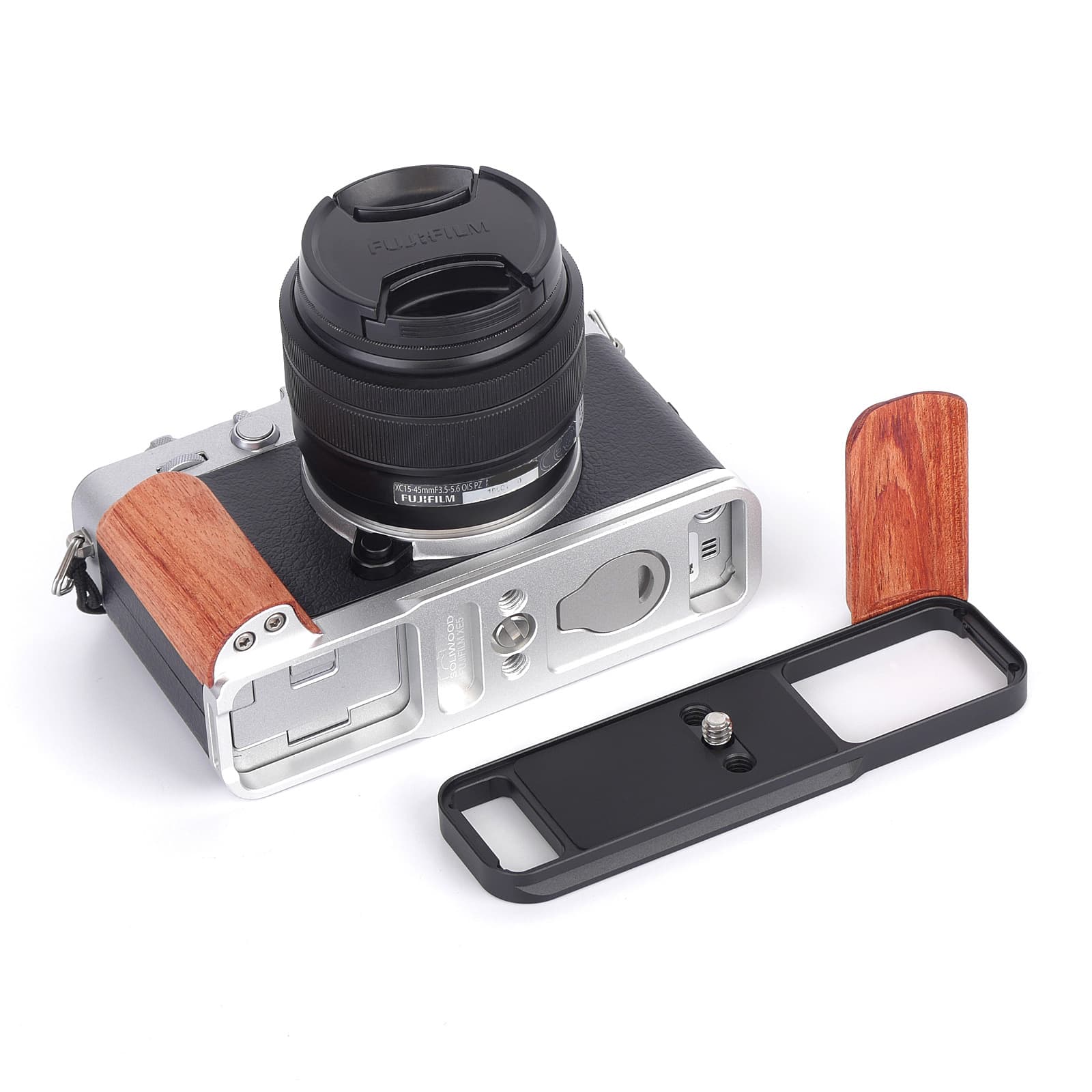 Fuji XE5 Wooden Handle, Fuji XE5 Handle, Lightweight Arca-Swiss Universal Metal Base, Source Factory