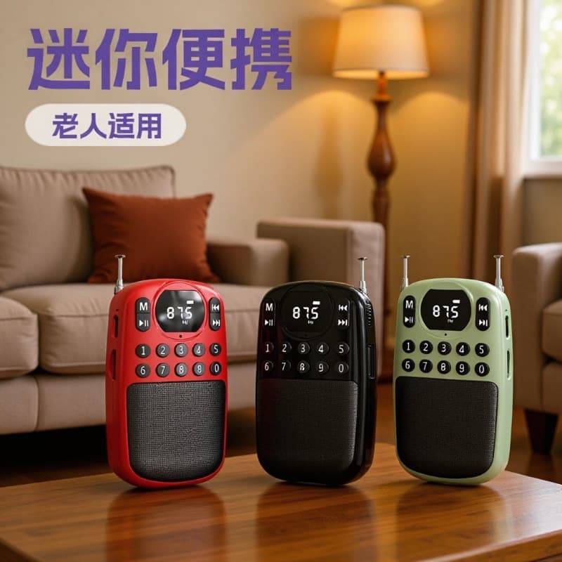 New S03 Card-Insertable Mini Radio for the Elderly, Multi-Functional Portable Music Player with High Volume