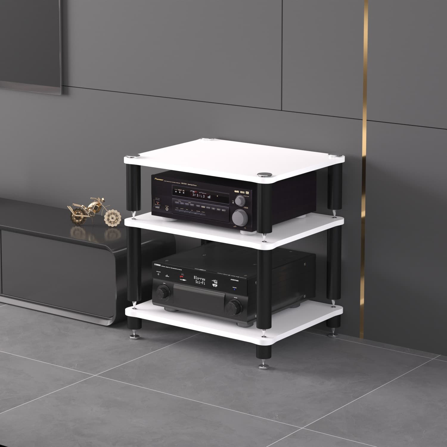 HiFi Amplifier Cabinet and Rack with Vibration Damping Feet for TV Stands