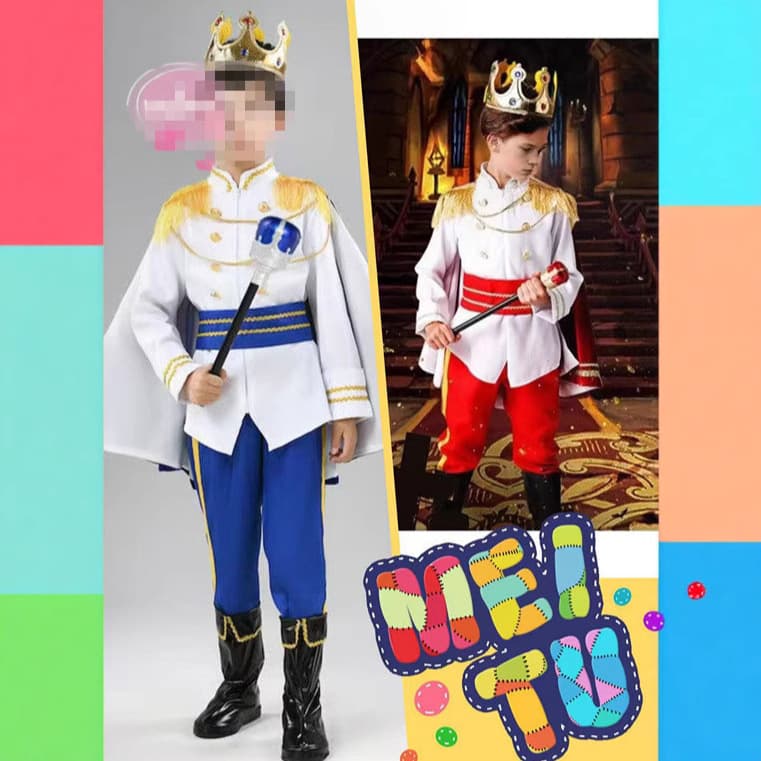 Prince Costume, Children's Halloween King Cosplay Dress-up, Masquerade Ball Outfit, Snow White Performance Dress