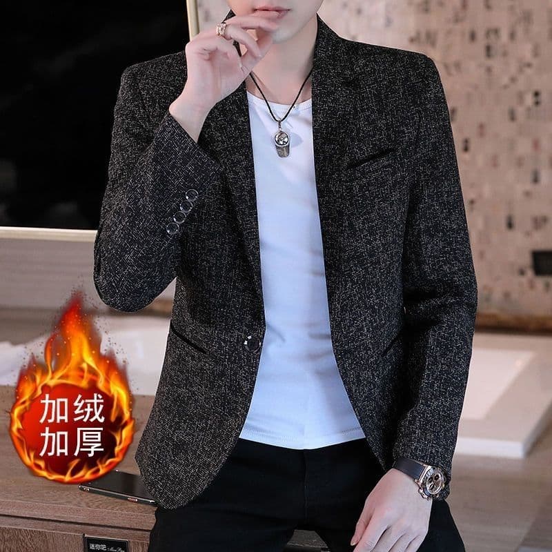 Spring/Autumn Men's Blazer, Youth Casual Korean Slim Fit Solid Color Suit Jacket, Thin Single Top, Trendy Handsome