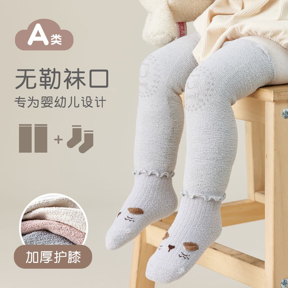 Winter newborn infant long tube cotton socks over the knee knee pads autumn and winter thickened warm loose mouth baby crawling knee pad socks