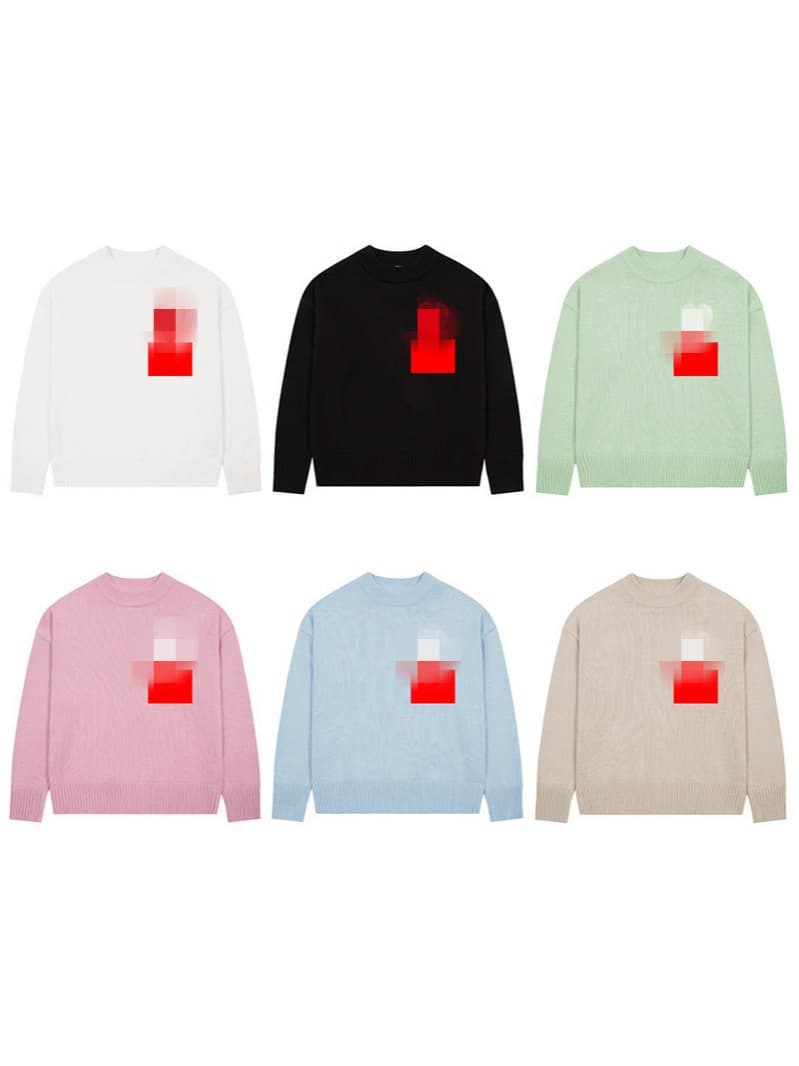Solid Color Heart Letter Korean Style Jacquard Knit Long Sleeve Sweater Loose Casual Versatile Round Neck Couple Style Top