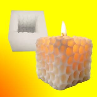 Square Bee Honeycomb Cube Scented Candle Mold DIY Drip Oil Gypsum Baking Mousse Decoration Silicone Mold