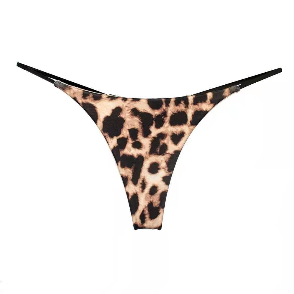 Yuxiangge New Version Double-Layer Thin Strap Thong Low-Rise Panties Double-Layer Bikini Briefs for Women