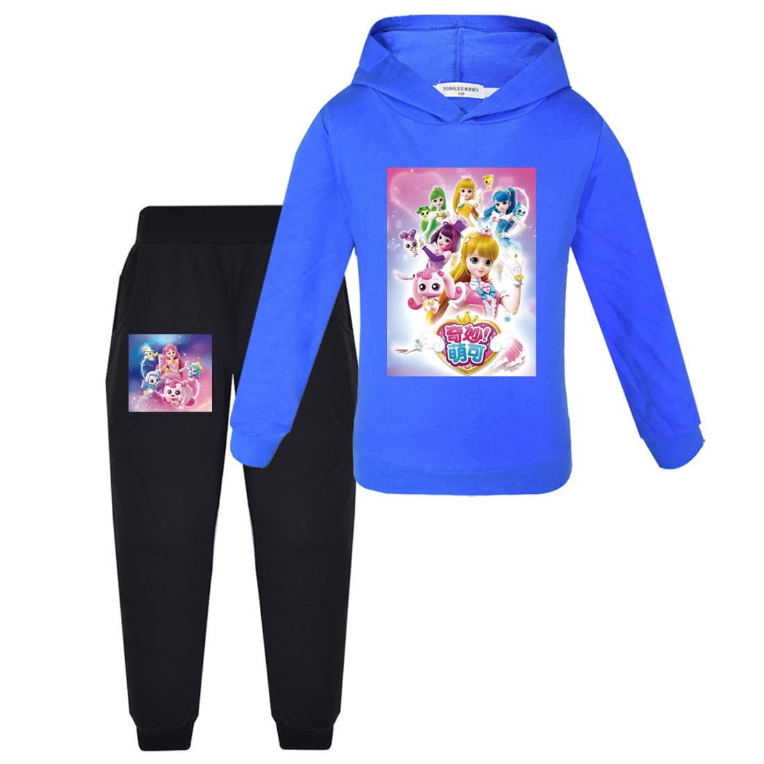New princess style hooded sweatshirt set for boys and girls, spring and autumn casual sweatshirt and sweatpants two-piece set CT2279