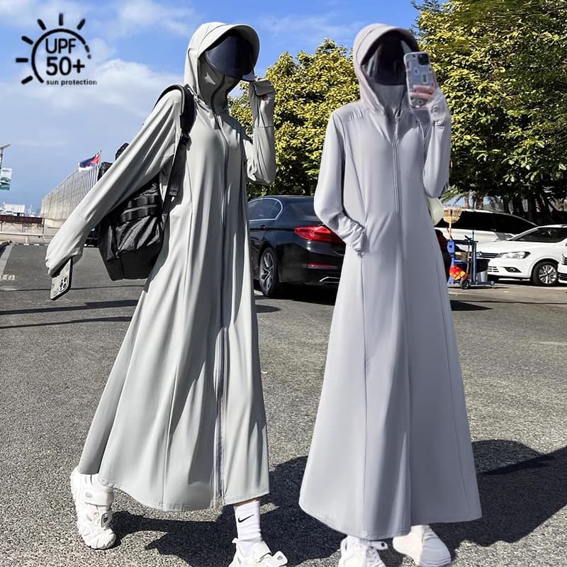 Women's Sun Protection Jacket 2026 New Summer Long Full Body UV-Protective Lightweight Sunscreen Coat Ice Silk Sun Protection Outerwear