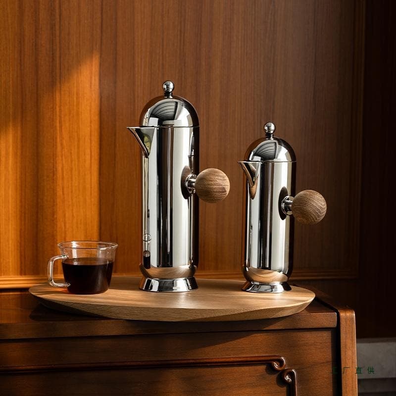 European-style Stainless Steel French Press, Home Extraction Hand Pour-over Coffee Pot, Milk Frothing Tool, Luxury Soft Decor Ornament