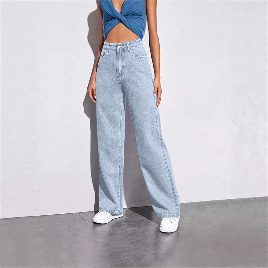 Cross-border foreign trade Southeast Asian jeans for women, European and American temperament, commuting straight wide-leg pants, fashionable and versatile casual trousers