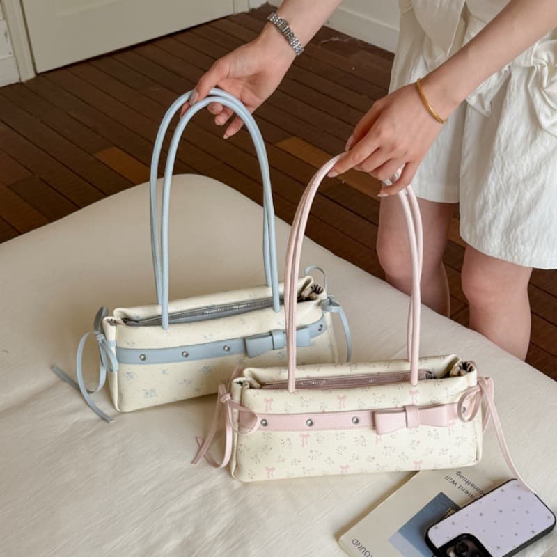 New Korean style floral fashion ins armpit bag for women 2026 new popular sweet bow aesthetic shoulder bag