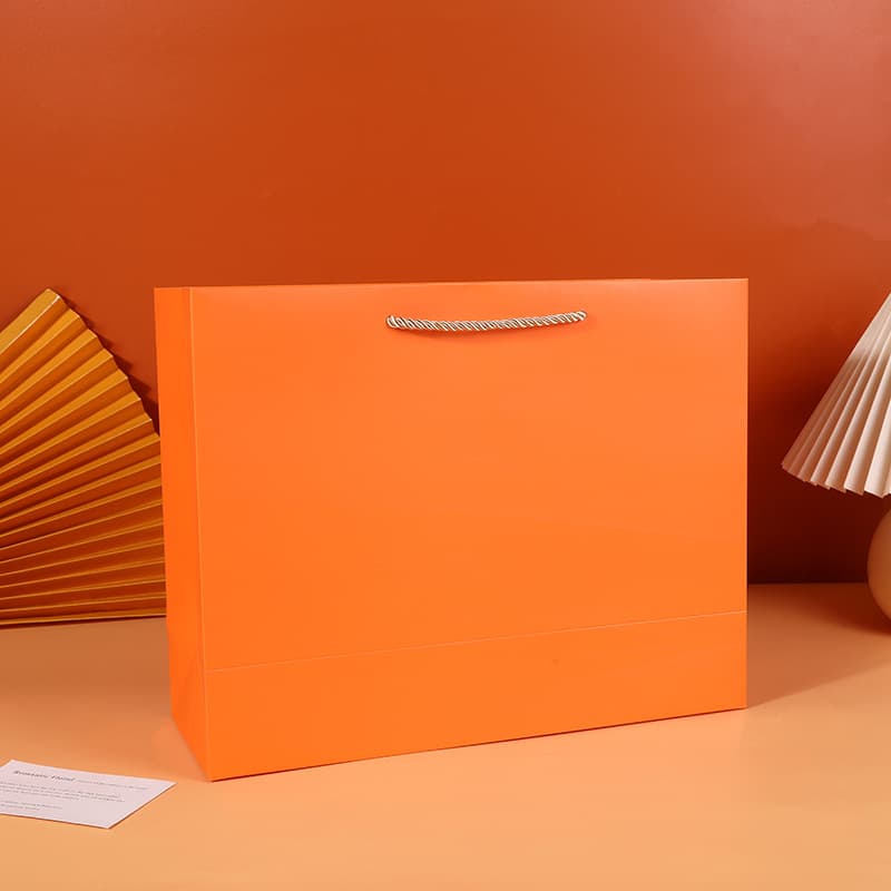 In Stock Large Orange Gift Bag Clothing Store Handbag Thickened Tote Bag Custom LOGO Clothes Bag Paper Bag