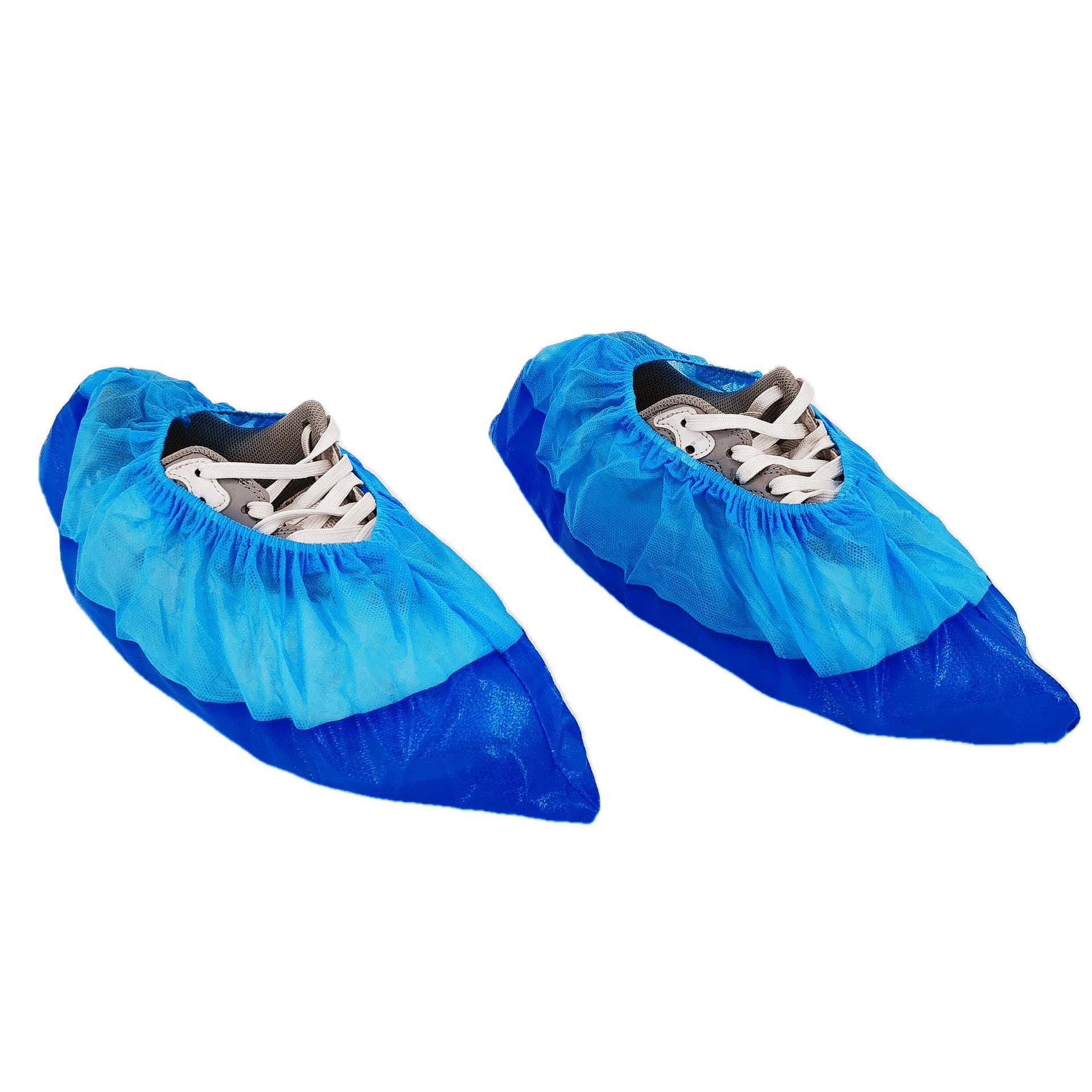 Factory processed disposable semi-film-coated shoe covers, thickened CPE film-coated soles, waterproof and breathable shoe covers.