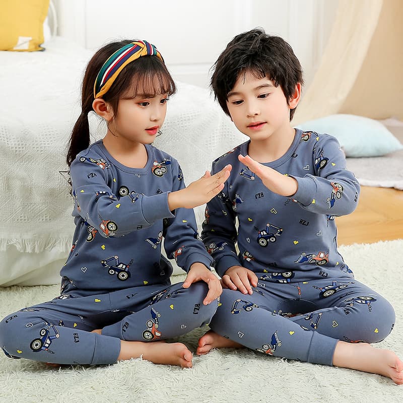 Children's Underwear Set Cotton Boys' Thermal Top and Pants Pure Cotton Little Girls' Pajamas Medium and Large Kids Cotton Thermal Shirt Loungewear