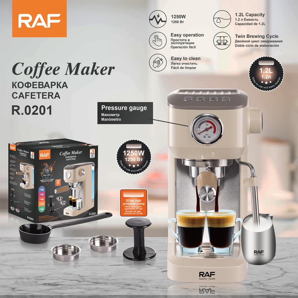 ACKILISS Cross-border EU Semi-automatic Espresso Pressure Gauge Cold and Hot Extraction Milk Froth Steam All-in-One Coffee Machine