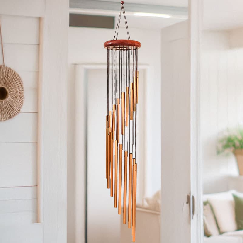 Yiwu Factory Direct 18-tube Ascending Wind Chime, Solid Wood Aluminum Tube Rotating Home Hanging Craft Gift Wholesale