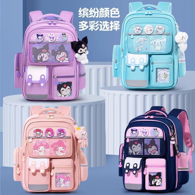 My Melody Cross-border Foreign Trade My Melody Backpack Large Capacity Children's Shoulder Bag Spine Protection Lighten Burden Grade 1-3 and Grade 6