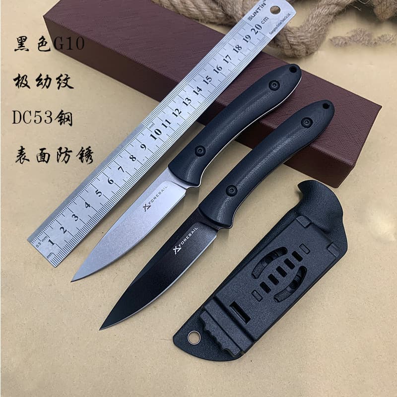 Integrated DC53 Steel Fine-Textured G10 Handle Outdoor Camping Tactical High-Hardness Portable Survival Knife Small Fixed Blade