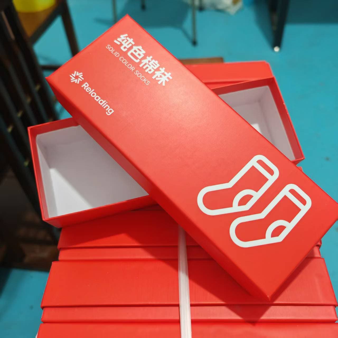 In Stock Socks Premium Rigid Gift Box Thick Paper Box Packaging Box Cosmetic Box Color Box Print Logo