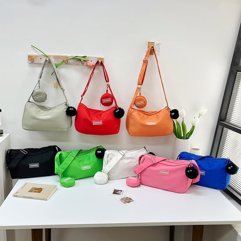 2026 New Style Crossbody Bag for Students, Ins Style Japanese Large Capacity Solid Color Mother-Child Bag Shoulder Bag