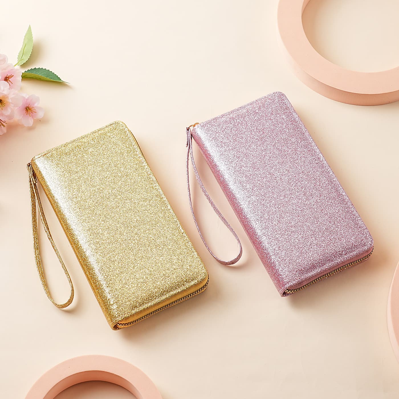 Sequin Cross-Border Starlight Accordion Long Zipper Wallet Women's Pearlescent Multi-Compartment Phone Glitter Handbag