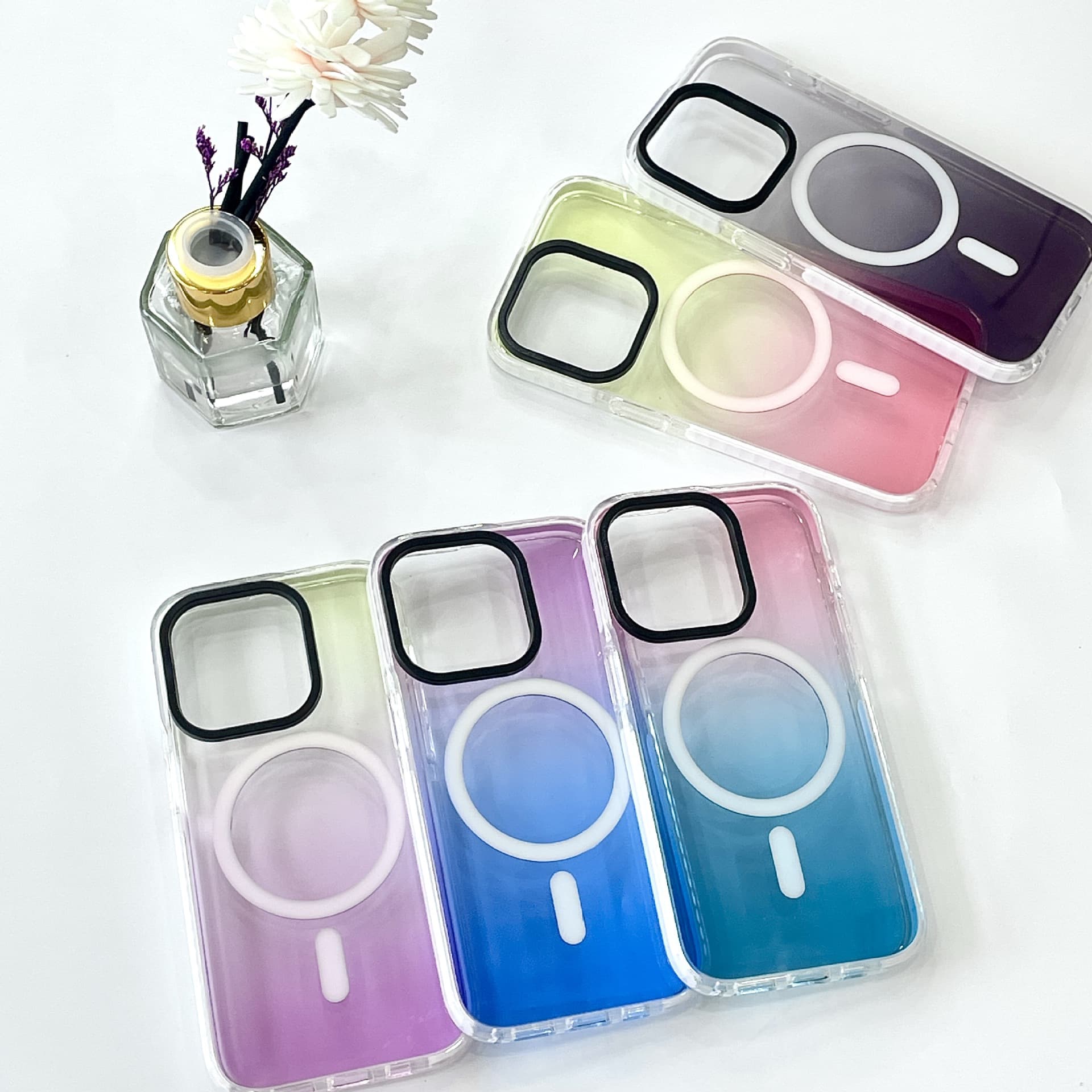 Compatible with iPhone 16 Pro Max Acrylic Phone Case Shockproof Gradient Dual-Color Full Coverage Apple 17 Protective Cover
