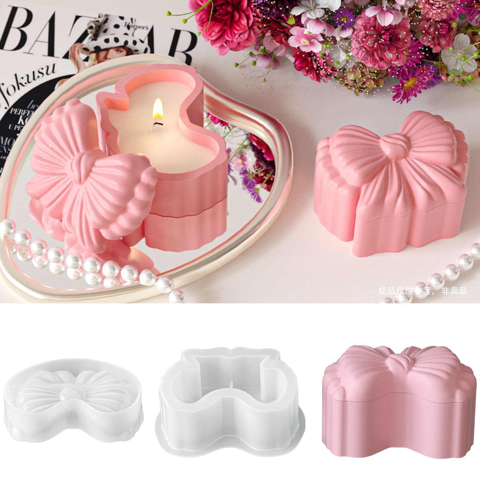 ins style bow storage box mold diy aromatherapy plaster jewelry box candle cup container silicone mold