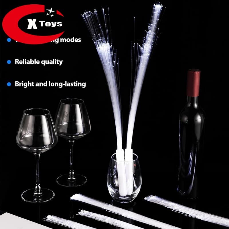 Cross-border hot selling flash fiber optic stick toy luminous fiber stick fluorescent stick batch round fiber optic light cheering props