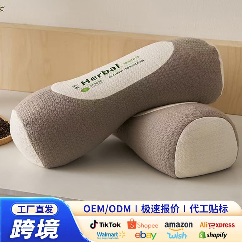 2025 New Model All-Buckwheat Neck Support 3D Pillow, Adult Sleep Aid Traction Pillow, Supportive Hard Cylindrical Cervical Pillow Wholesale