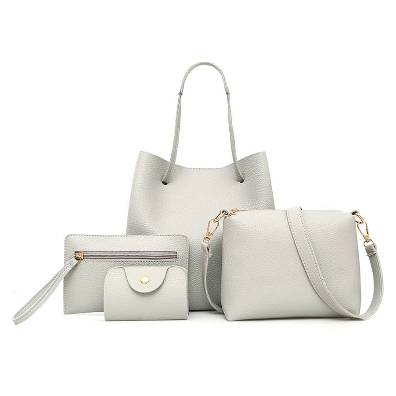 Cross-border 2025 New Korean Lychee Pattern Fashion Shoulder Bag Crossbody Bag Ins Four-Piece Set Women's Bag Handbag