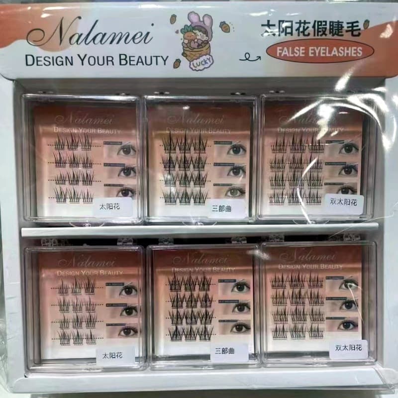 New Sunflower False Eyelashes, Segmented Lazy 3-Step Natural Realistic Thin Stem Eyelashes, Beauty Tool